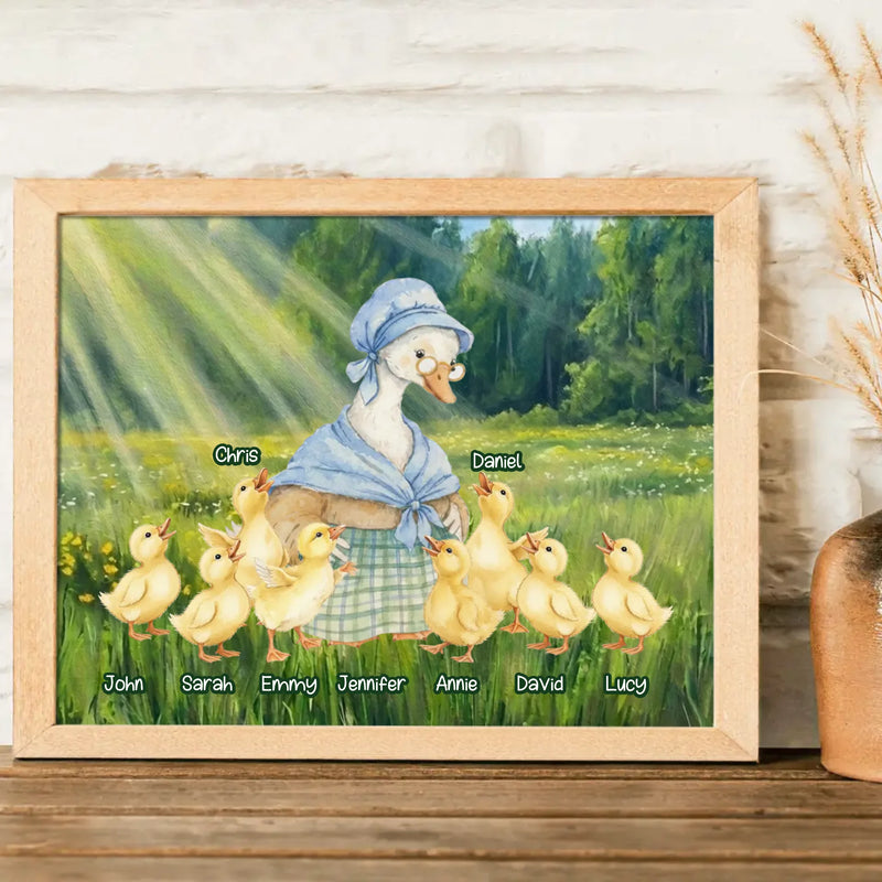 Personalized Grandma Goose Poster - Mother's Day Gift Idea - Custom Grandma and Grandkid Names with up to 8 Kids