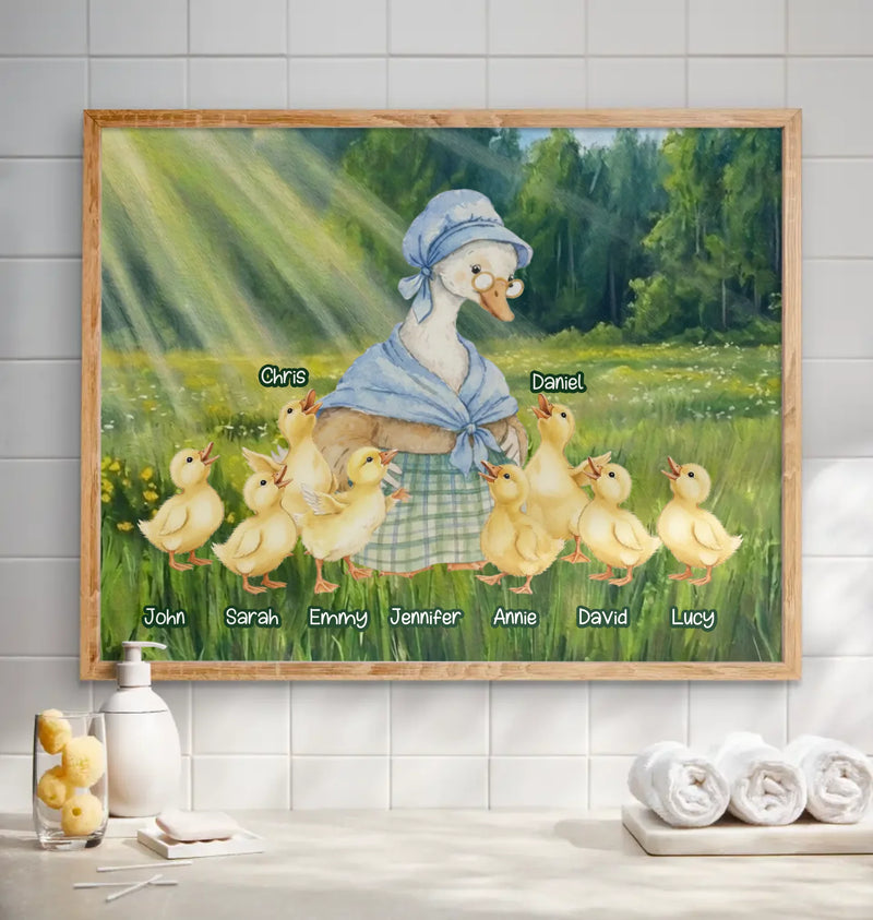 Personalized Grandma Goose Poster - Mother's Day Gift Idea - Custom Grandma and Grandkid Names with up to 8 Kids