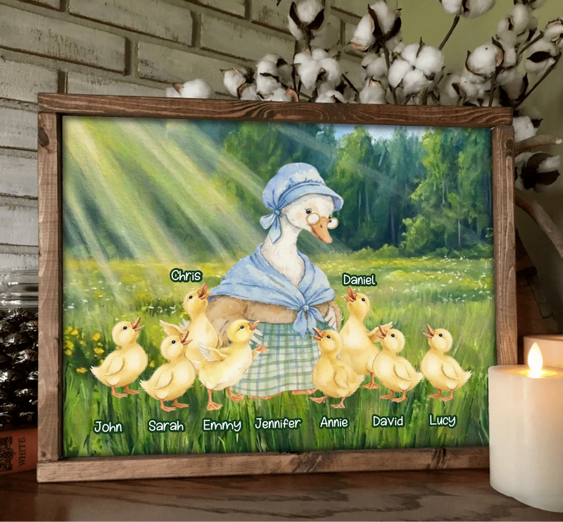 Personalized Grandma Goose Poster - Mother's Day Gift Idea - Custom Grandma and Grandkid Names with up to 8 Kids