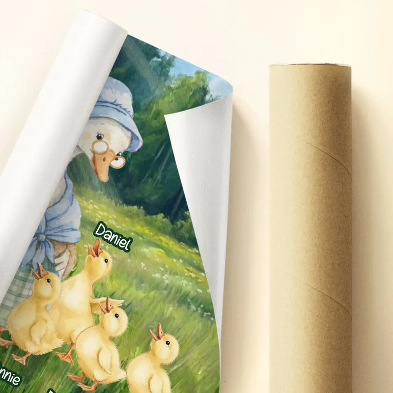 Personalized Grandma Goose Poster - Mother's Day Gift Idea - Custom Grandma and Grandkid Names with up to 8 Kids