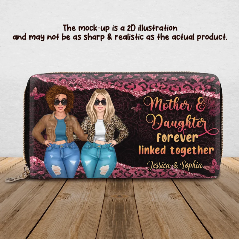 Personalized Mother and Daughter Long Wallet - Mother & Daughter Forever Linked Together - Mother's Day Gift Idea For Mom