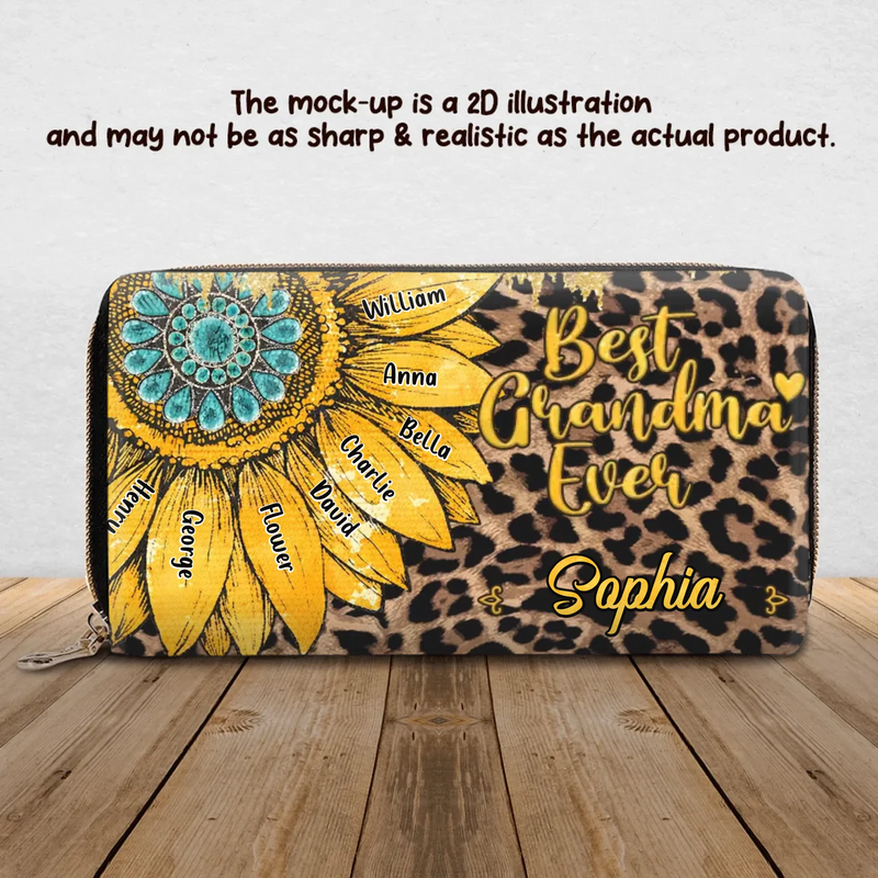 Personalized Mother's Day Long Wallet - Gift Idea For Grandma/ Nana with up to 8 Kids - Best Grandma Ever
