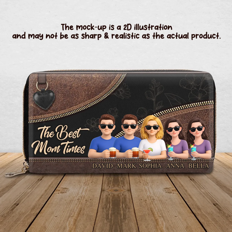 Personalized Mom Long Wallet – The Best Mom Times – Gift for Mom from Children, Mother’s Day, Birthday with up to 4 Kids
