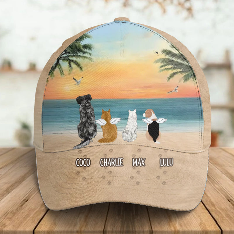 Personalized Pet Memorial Baseball Cap - Memorial Gift Idea For Pet Lovers with up to 4 Pets - Thoughtful Gift for Someone Who Lost Pets