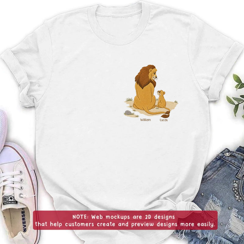 Personalized Dad Lion Embroidered Shirt/ Hoodie - Custom Lion Family Meaningful Father's Day Gift for Dad with up to 5 Kids