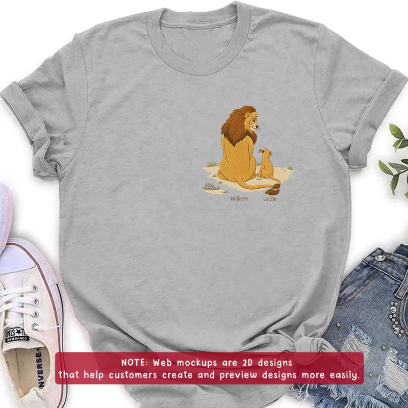 Personalized Dad Lion Embroidered Shirt/ Hoodie - Custom Lion Family Meaningful Father's Day Gift for Dad with up to 5 Kids