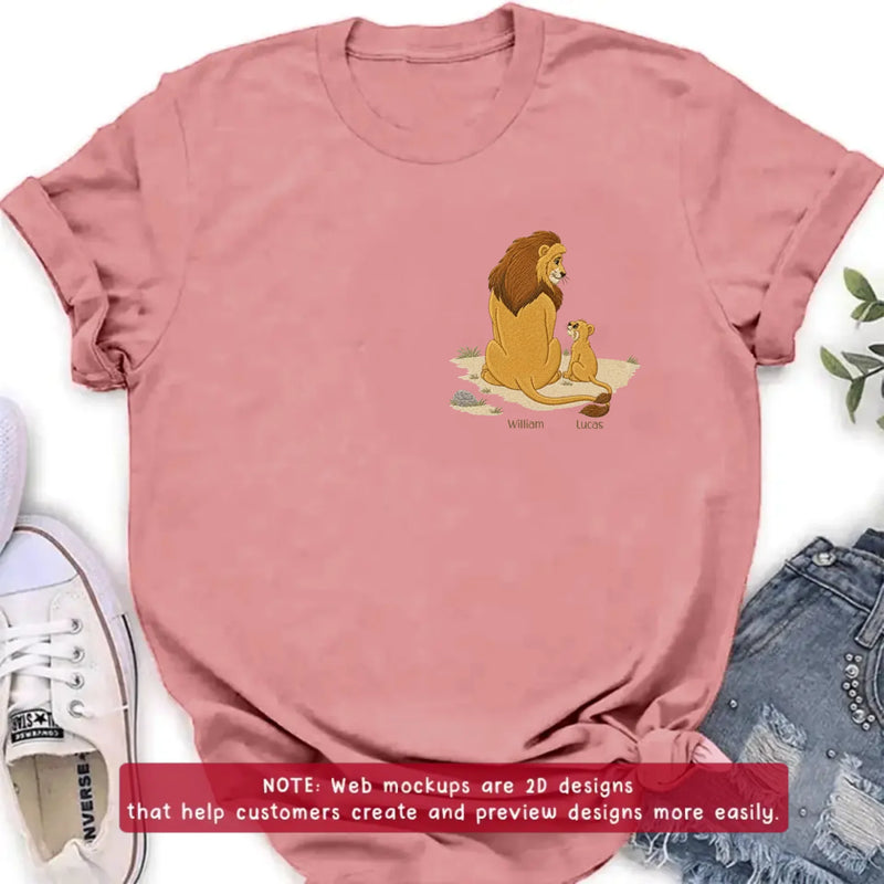 Personalized Dad Lion Embroidered Shirt/ Hoodie - Custom Lion Family Meaningful Father's Day Gift for Dad with up to 5 Kids