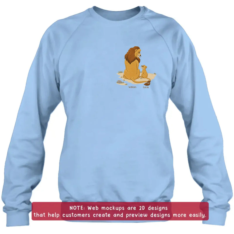Personalized Dad Lion Embroidered Shirt/ Hoodie - Custom Lion Family Meaningful Father's Day Gift for Dad with up to 5 Kids
