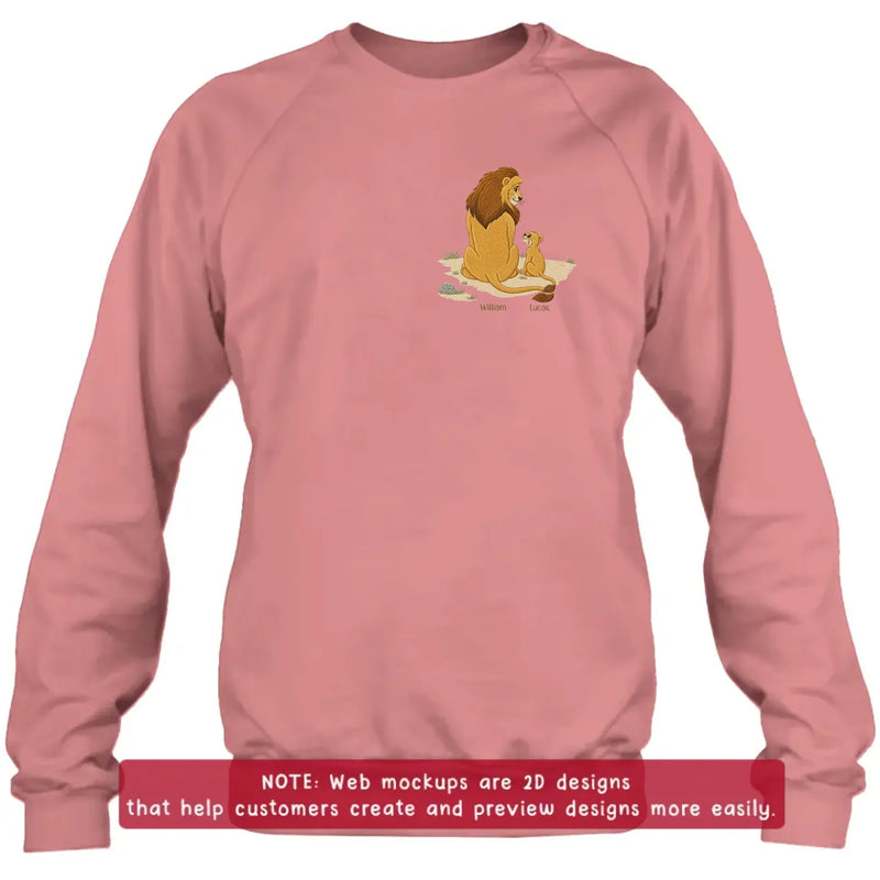 Personalized Dad Lion Embroidered Shirt/ Hoodie - Custom Lion Family Meaningful Father's Day Gift for Dad with up to 5 Kids