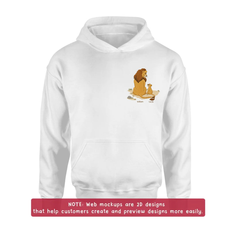 Personalized Dad Lion Embroidered Shirt/ Hoodie - Custom Lion Family Meaningful Father's Day Gift for Dad with up to 5 Kids