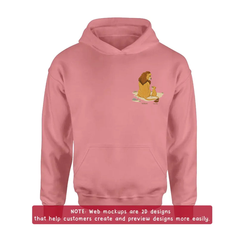 Personalized Dad Lion Embroidered Shirt/ Hoodie - Custom Lion Family Meaningful Father's Day Gift for Dad with up to 5 Kids