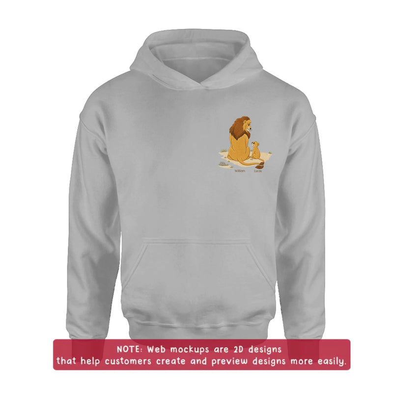 Personalized Dad Lion Embroidered Shirt/ Hoodie - Custom Lion Family Meaningful Father's Day Gift for Dad with up to 5 Kids