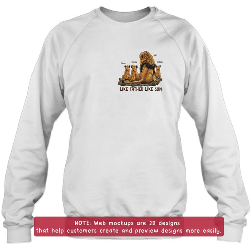 Personalized Dad And Son Lion Embroidered Shirt/ Hoodie - Custom Names - Meaningful Father's Day Gift for Dad with up to 3 Kids