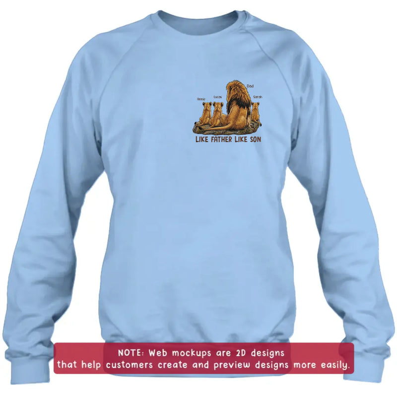 Personalized Dad And Son Lion Embroidered Shirt/ Hoodie - Custom Names - Meaningful Father's Day Gift for Dad with up to 3 Kids