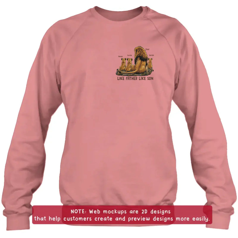 Personalized Dad And Son Lion Embroidered Shirt/ Hoodie - Custom Names - Meaningful Father's Day Gift for Dad with up to 3 Kids