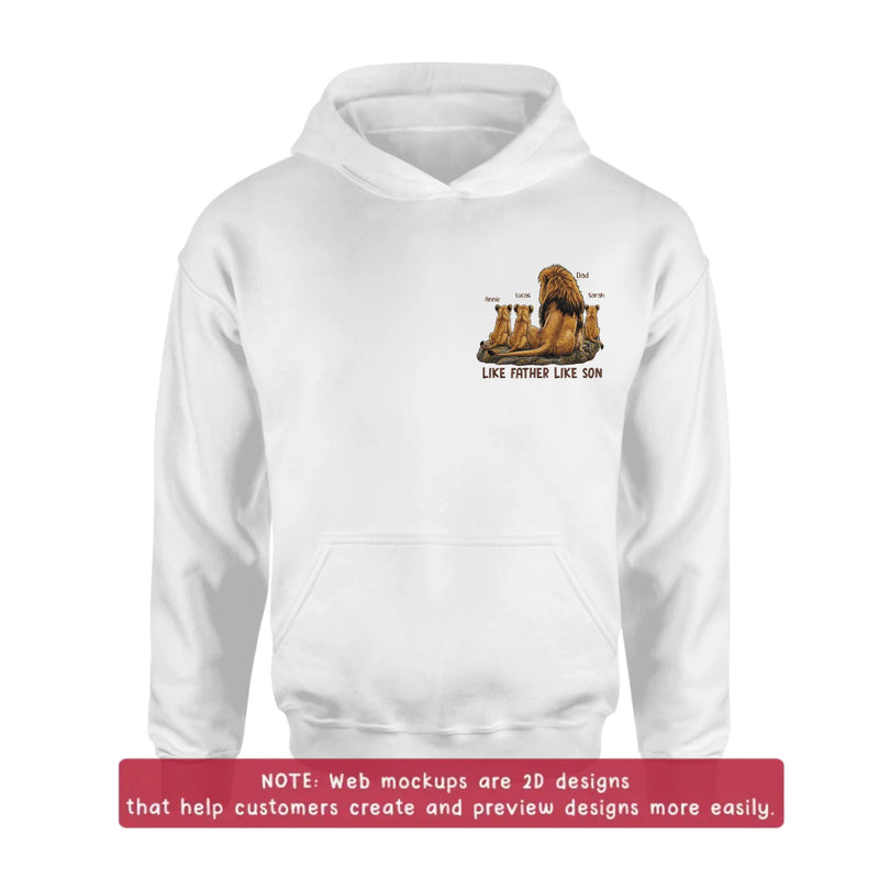 Personalized Dad And Son Lion Embroidered Shirt/ Hoodie - Custom Names - Meaningful Father's Day Gift for Dad with up to 3 Kids