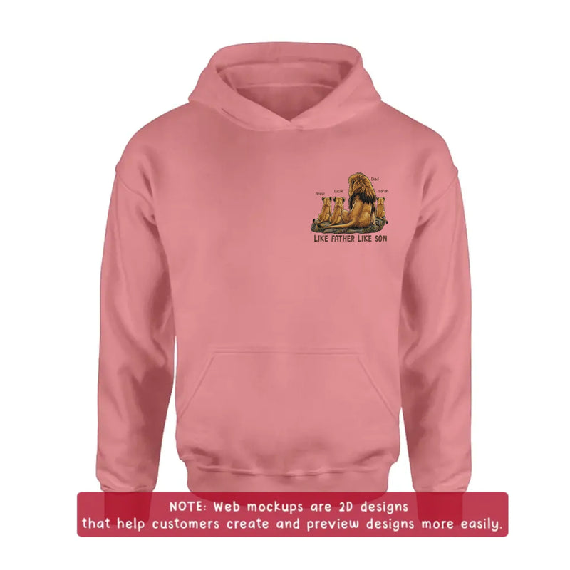 Personalized Dad And Son Lion Embroidered Shirt/ Hoodie - Custom Names - Meaningful Father's Day Gift for Dad with up to 3 Kids