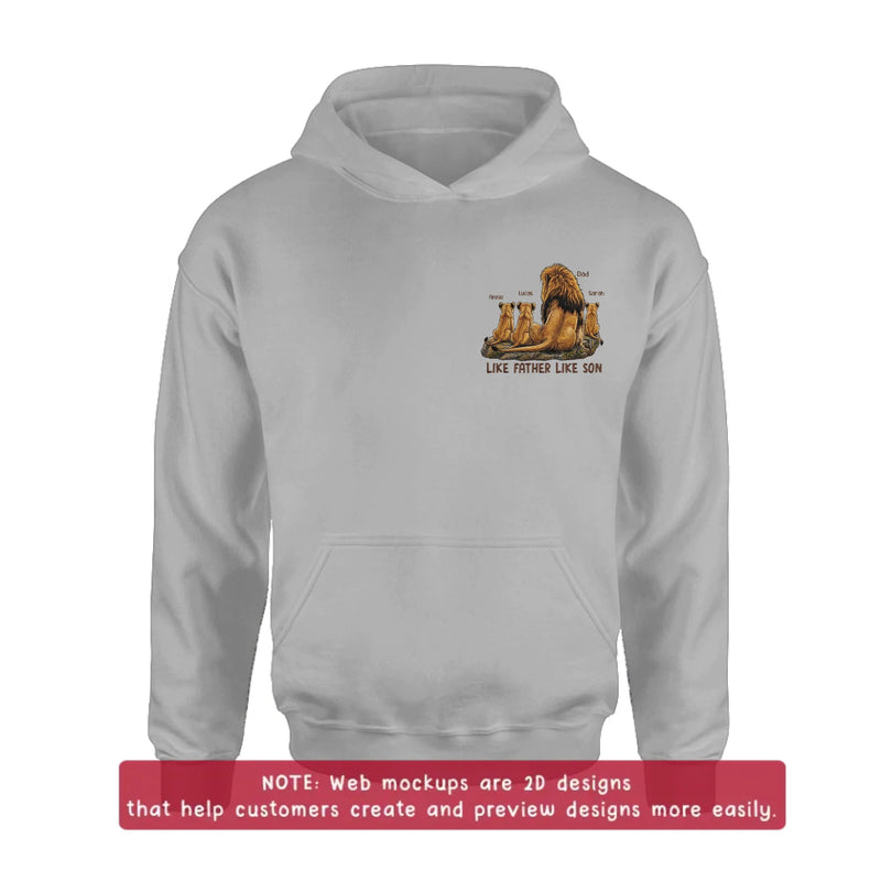 Personalized Dad And Son Lion Embroidered Shirt/ Hoodie - Custom Names - Meaningful Father's Day Gift for Dad with up to 3 Kids