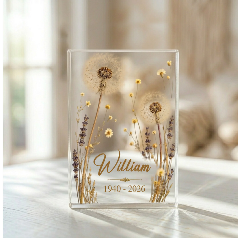 Personalized Dandelion Memorial Acrylic Plaque – Custom Sympathy Keepsake for Honoring a Loved One