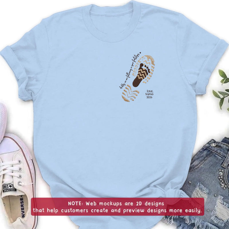 Personalized Dad Embroidered Shirt/ Hoodie - Daddy, We Are Following In Your Footsteps - Father's Day Gift with up to 5 Kids