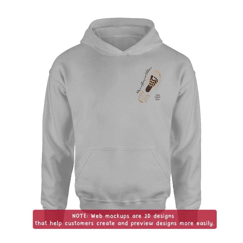Personalized Dad Embroidered Shirt/ Hoodie - Daddy, We Are Following In Your Footsteps - Father's Day Gift with up to 5 Kids