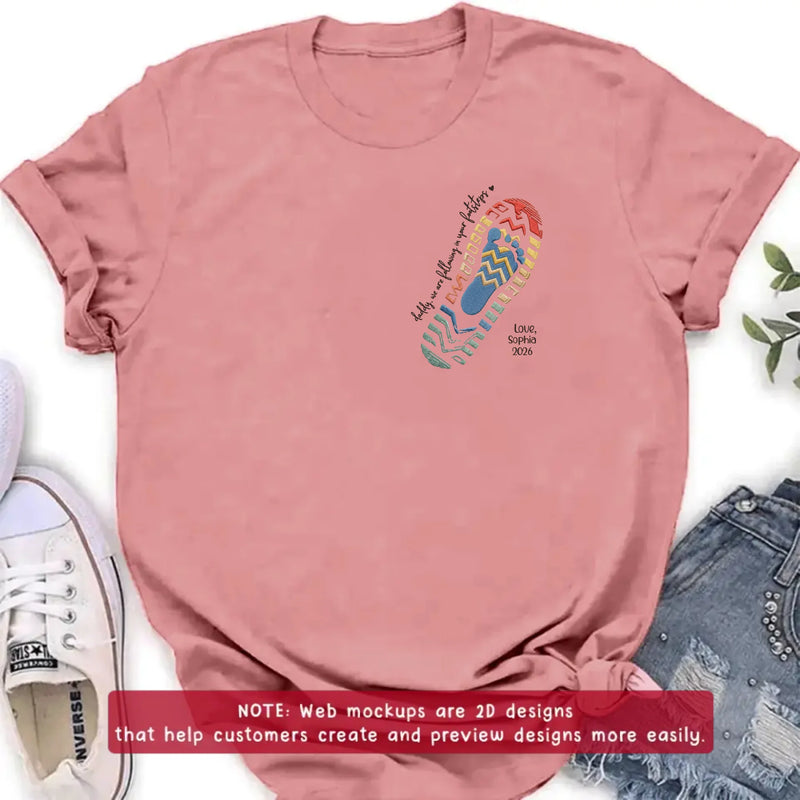 Personalized Dad Embroidered Shirt/ Hoodie - Father's Day Gift with up to 5 Kids - Daddy, We Are Following In Your Footsteps