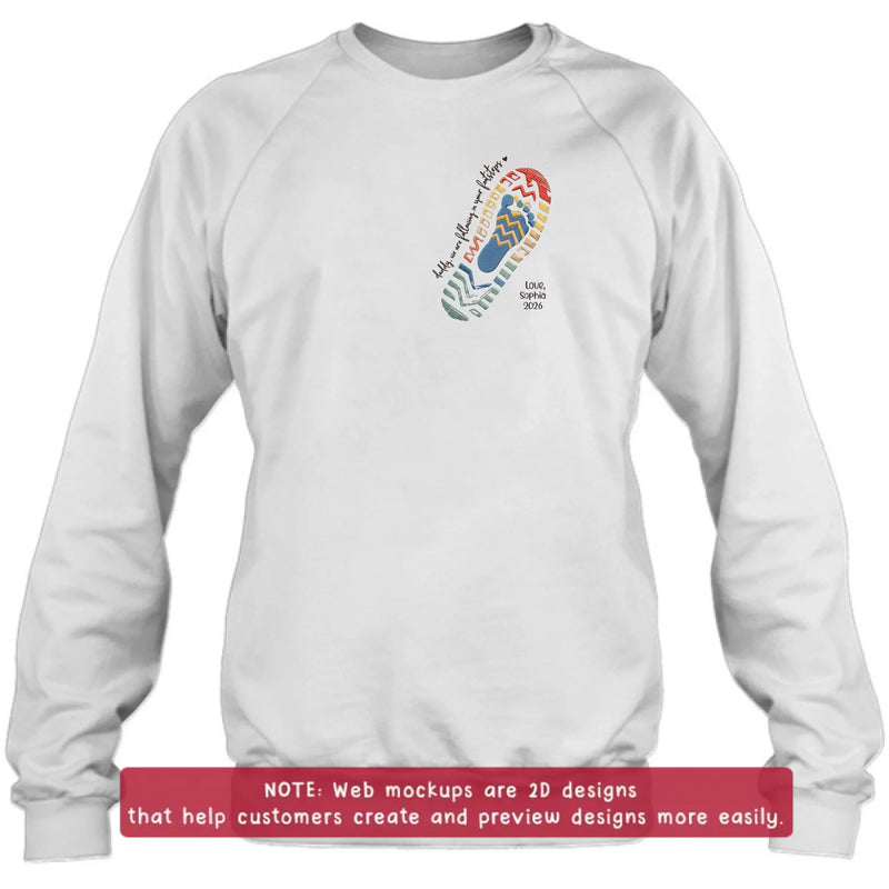 Personalized Dad Embroidered Shirt/ Hoodie - Father's Day Gift with up to 5 Kids - Daddy, We Are Following In Your Footsteps