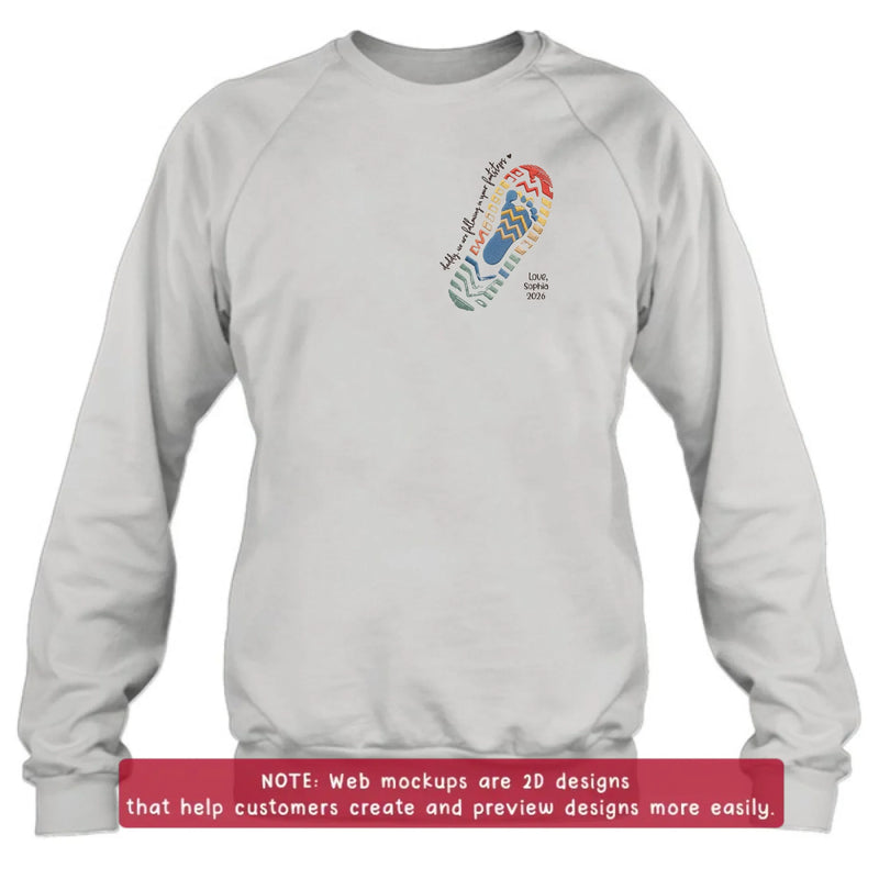 Personalized Dad Embroidered Shirt/ Hoodie - Father's Day Gift with up to 5 Kids - Daddy, We Are Following In Your Footsteps