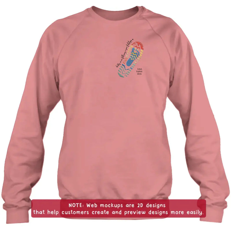 Personalized Dad Embroidered Shirt/ Hoodie - Father's Day Gift with up to 5 Kids - Daddy, We Are Following In Your Footsteps