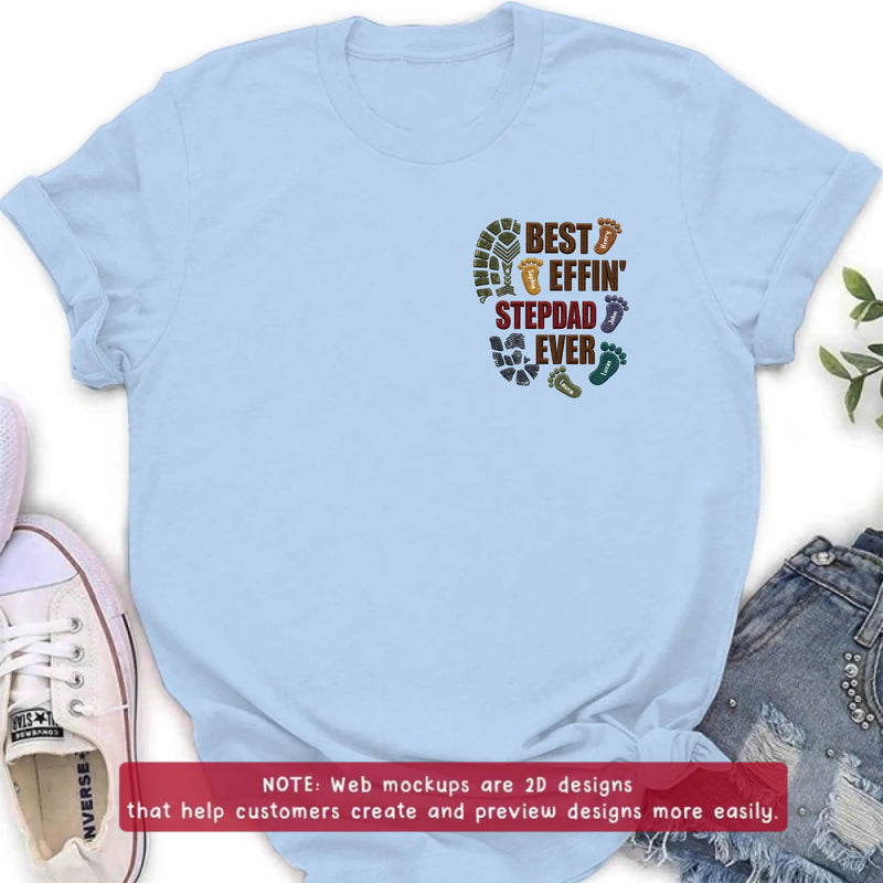 Personalized Best Effin' Step Dad Ever Embroidered Shirt/ Hoodie - Father's Day Gift - Up to 5 Kids