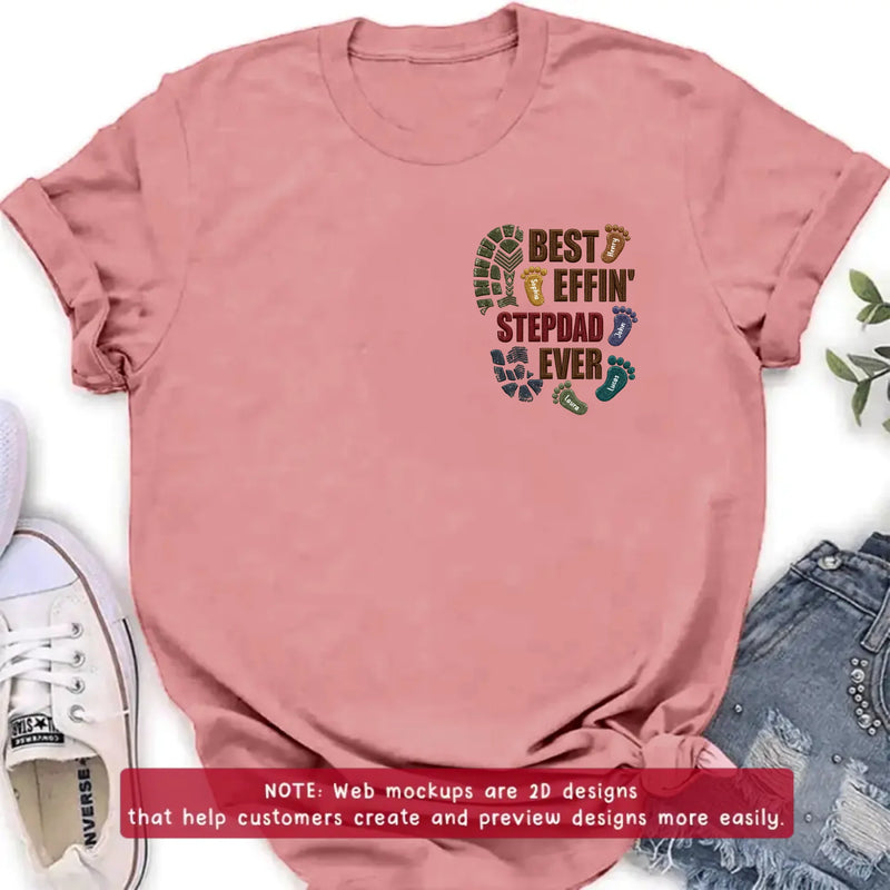 Personalized Best Effin' Step Dad Ever Embroidered Shirt/ Hoodie - Father's Day Gift - Up to 5 Kids