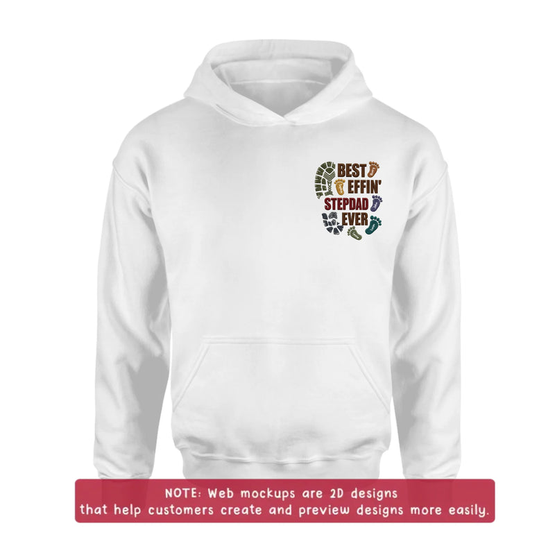 Personalized Best Effin' Step Dad Ever Embroidered Shirt/ Hoodie - Father's Day Gift - Up to 5 Kids