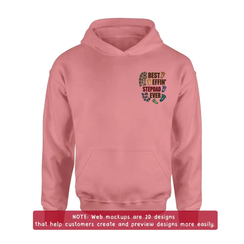 Personalized Best Effin' Step Dad Ever Embroidered Shirt/ Hoodie - Father's Day Gift - Up to 5 Kids