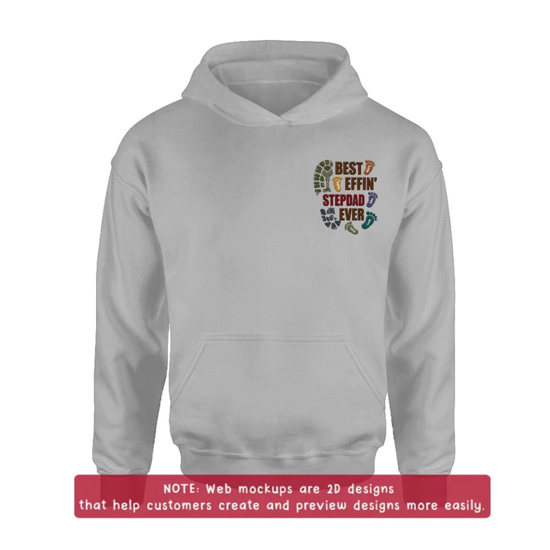 Personalized Best Effin' Step Dad Ever Embroidered Shirt/ Hoodie - Father's Day Gift - Up to 5 Kids