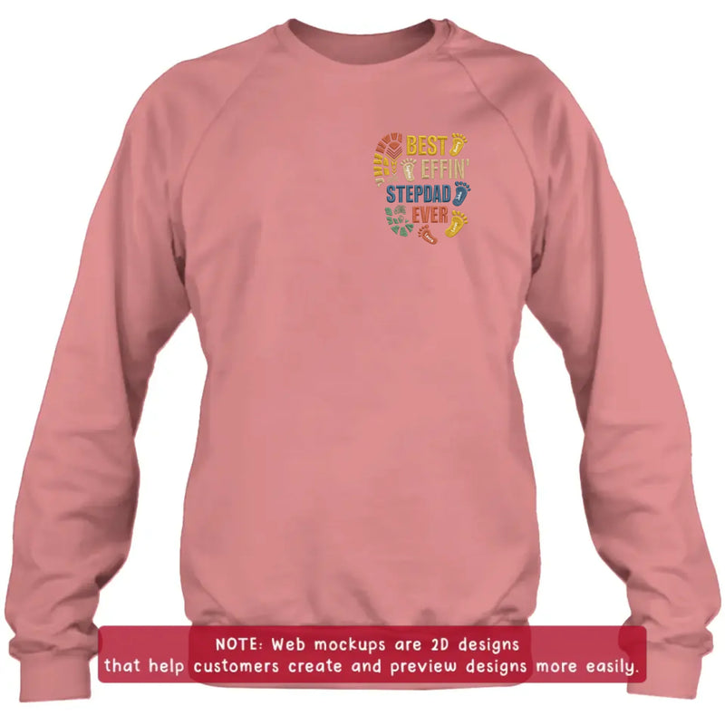 Personalized Best Step Dad Ever Embroidered Shirt/ Hoodie - Father's Day Gift - Up to 5 Kids