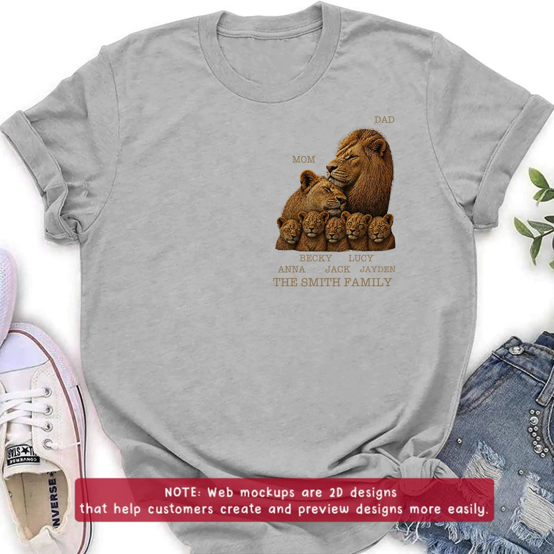 Personalized Lion Family Embroidered Shirt/ Hoodie – Custom Mom Dad & Kids - Meaningful Family Gift Featuring Mom, Dad & up to 5 Lion Cubs