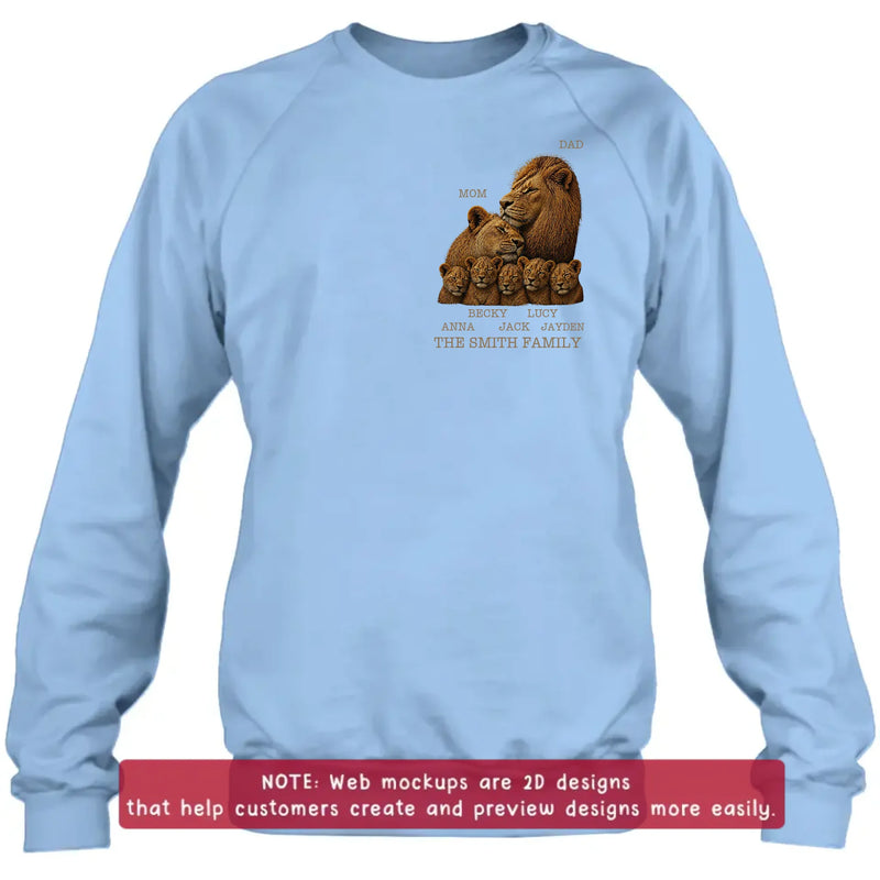 Personalized Lion Family Embroidered Shirt/ Hoodie – Custom Mom Dad & Kids - Meaningful Family Gift Featuring Mom, Dad & up to 5 Lion Cubs