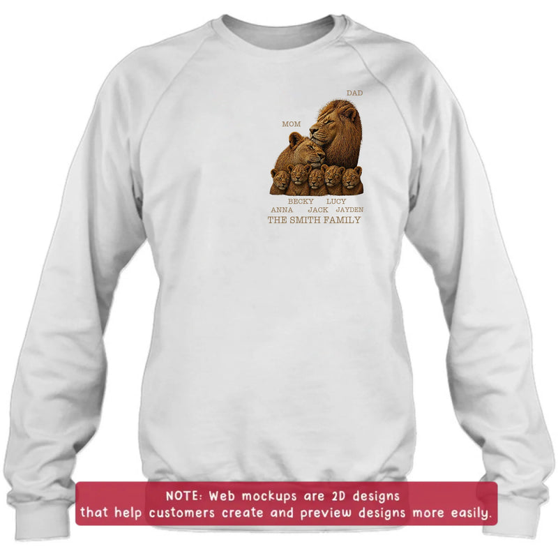 Personalized Lion Family Embroidered Shirt/ Hoodie – Custom Mom Dad & Kids - Meaningful Family Gift Featuring Mom, Dad & up to 5 Lion Cubs