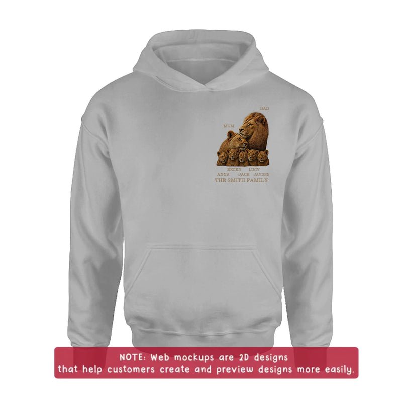 Personalized Lion Family Embroidered Shirt/ Hoodie – Custom Mom Dad & Kids - Meaningful Family Gift Featuring Mom, Dad & up to 5 Lion Cubs