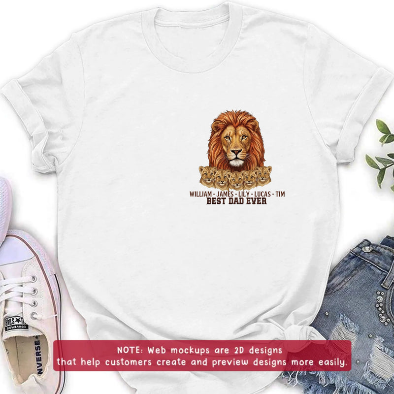 Personalized Lion Best Dad Ever Embroidered Shirt/ Hoodie - Meaningful Father's Day Gift for Dad with up to 5 Kids
