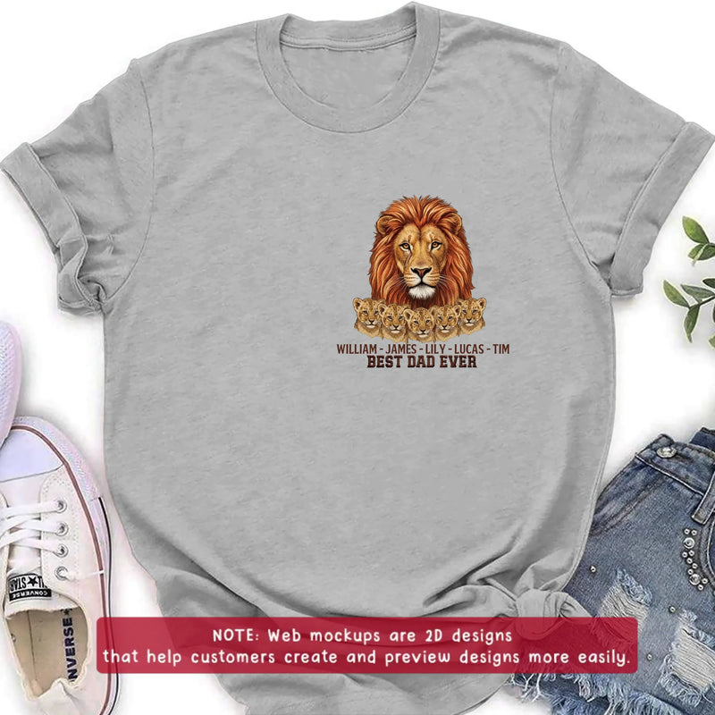 Personalized Lion Best Dad Ever Embroidered Shirt/ Hoodie - Meaningful Father's Day Gift for Dad with up to 5 Kids