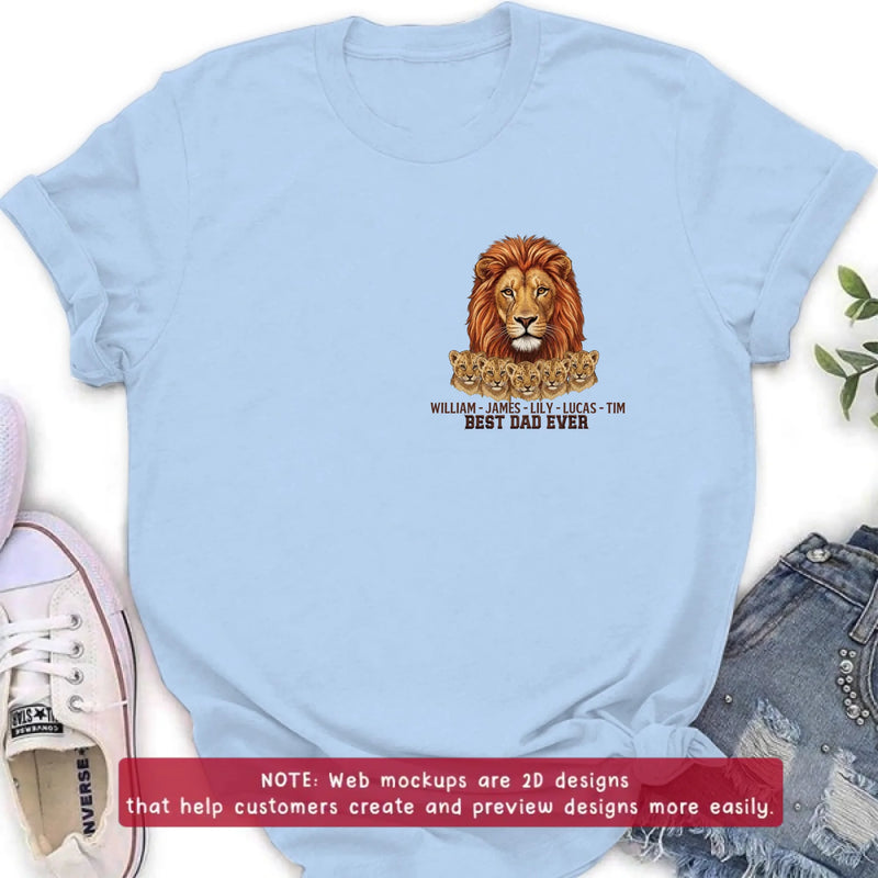 Personalized Lion Best Dad Ever Embroidered Shirt/ Hoodie - Meaningful Father's Day Gift for Dad with up to 5 Kids