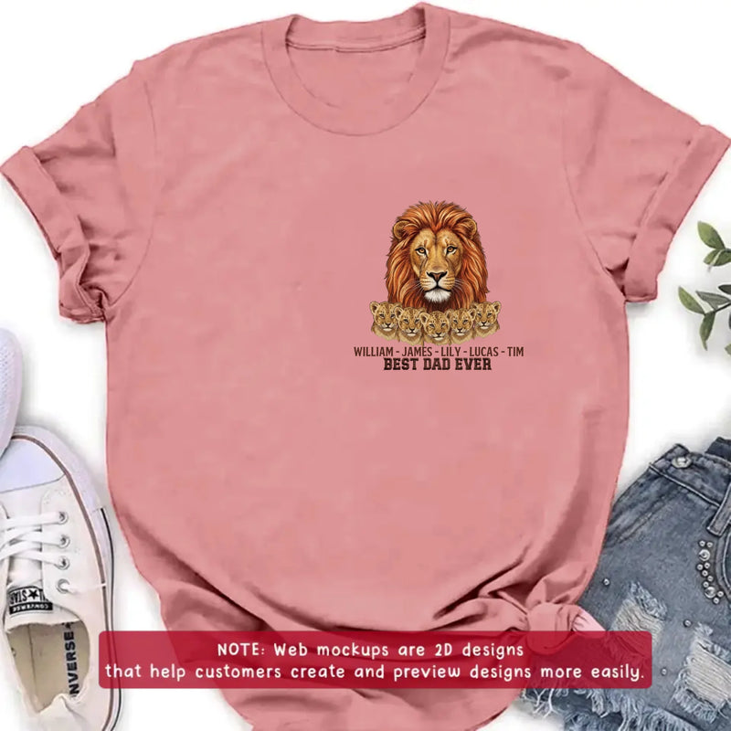 Personalized Lion Best Dad Ever Embroidered Shirt/ Hoodie - Meaningful Father's Day Gift for Dad with up to 5 Kids