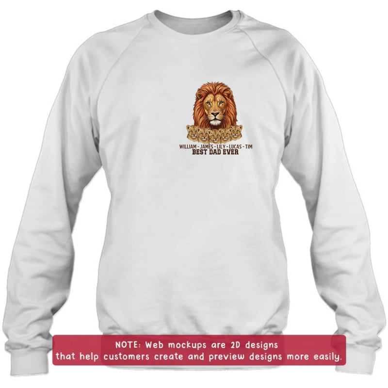 Personalized Lion Best Dad Ever Embroidered Shirt/ Hoodie - Meaningful Father's Day Gift for Dad with up to 5 Kids