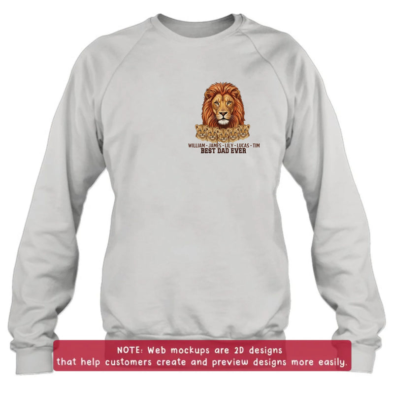 Personalized Lion Best Dad Ever Embroidered Shirt/ Hoodie - Meaningful Father's Day Gift for Dad with up to 5 Kids