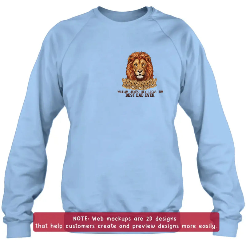 Personalized Lion Best Dad Ever Embroidered Shirt/ Hoodie - Meaningful Father's Day Gift for Dad with up to 5 Kids
