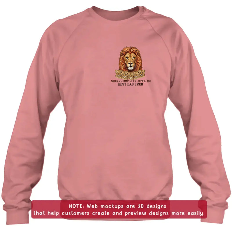 Personalized Lion Best Dad Ever Embroidered Shirt/ Hoodie - Meaningful Father's Day Gift for Dad with up to 5 Kids