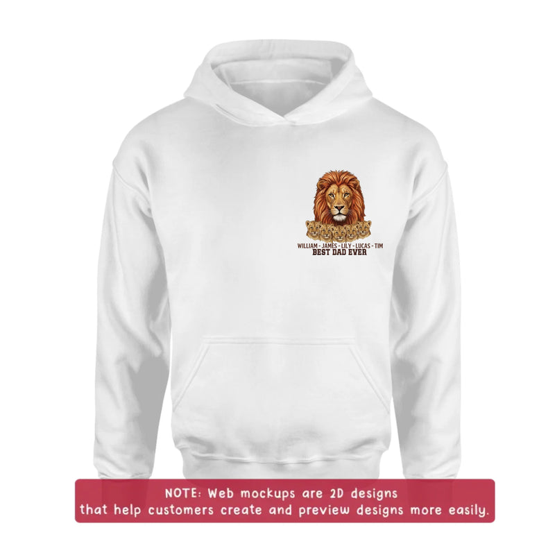 Personalized Lion Best Dad Ever Embroidered Shirt/ Hoodie - Meaningful Father's Day Gift for Dad with up to 5 Kids