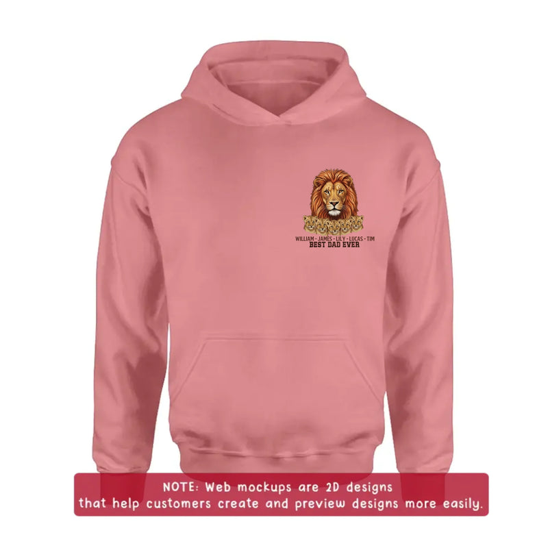 Personalized Lion Best Dad Ever Embroidered Shirt/ Hoodie - Meaningful Father's Day Gift for Dad with up to 5 Kids