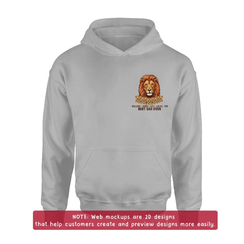 Personalized Lion Best Dad Ever Embroidered Shirt/ Hoodie - Meaningful Father's Day Gift for Dad with up to 5 Kids